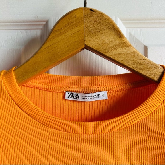 Zara bright orange short ruffle sleeve bodysuit - Picture 4 of 8